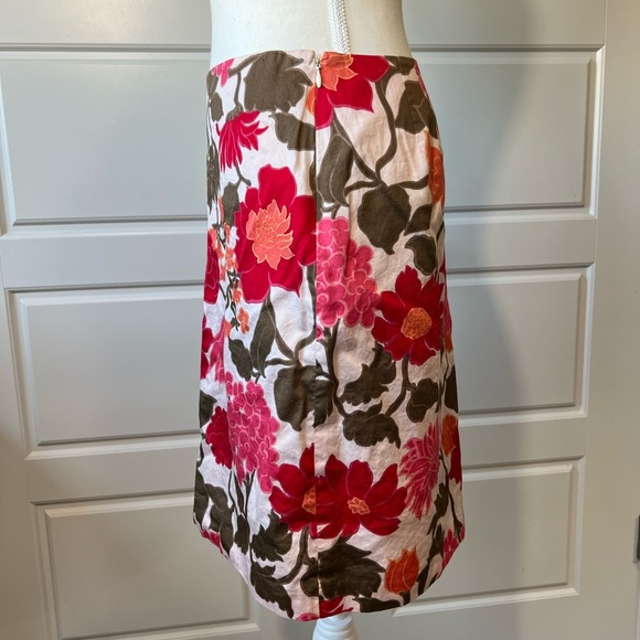 Ann Taylor 4 Petite Women Floral Print Pencil Skirt Pink Red Green White Orange - Picture 2 of 5